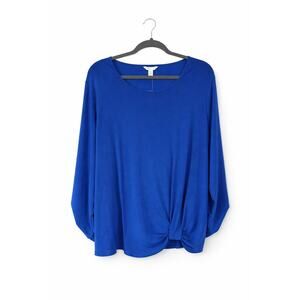 Cato Pullover Top With Roll-up Sleeves Spandex Stretch Royal Blue Women’s XL